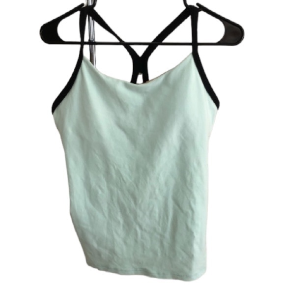 Lululemon Athletica size  12 green Y-back power tank black  trim bra top - Picture 1 of 10